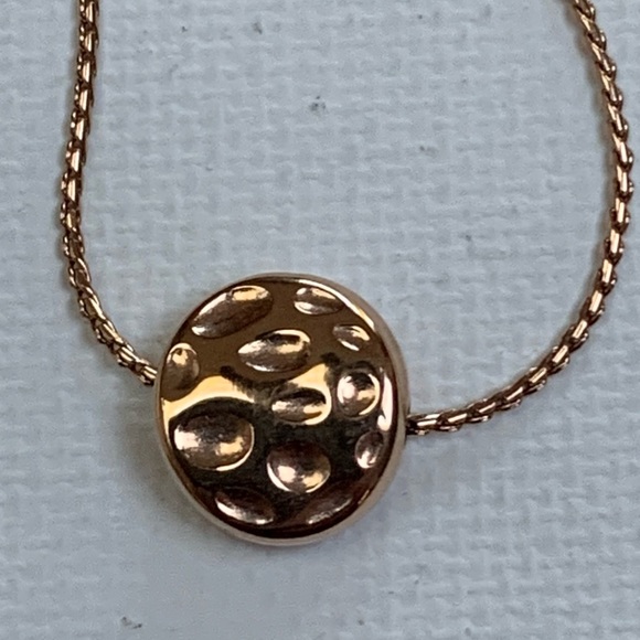 Kinsley Armelle Rose Gold Charlotte Necklace Hammered Disc Necklace RETIRED - Picture 7 of 13